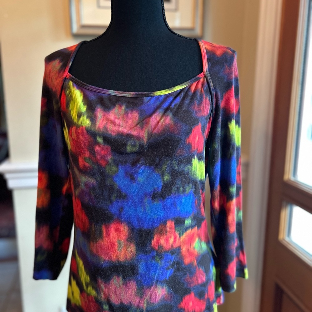 St. John Multi-Color 3/4 Sleeve Knit Top